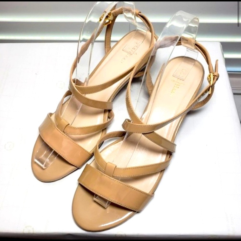 Cole Haan Nude Tan Strappy Wedge Sandals